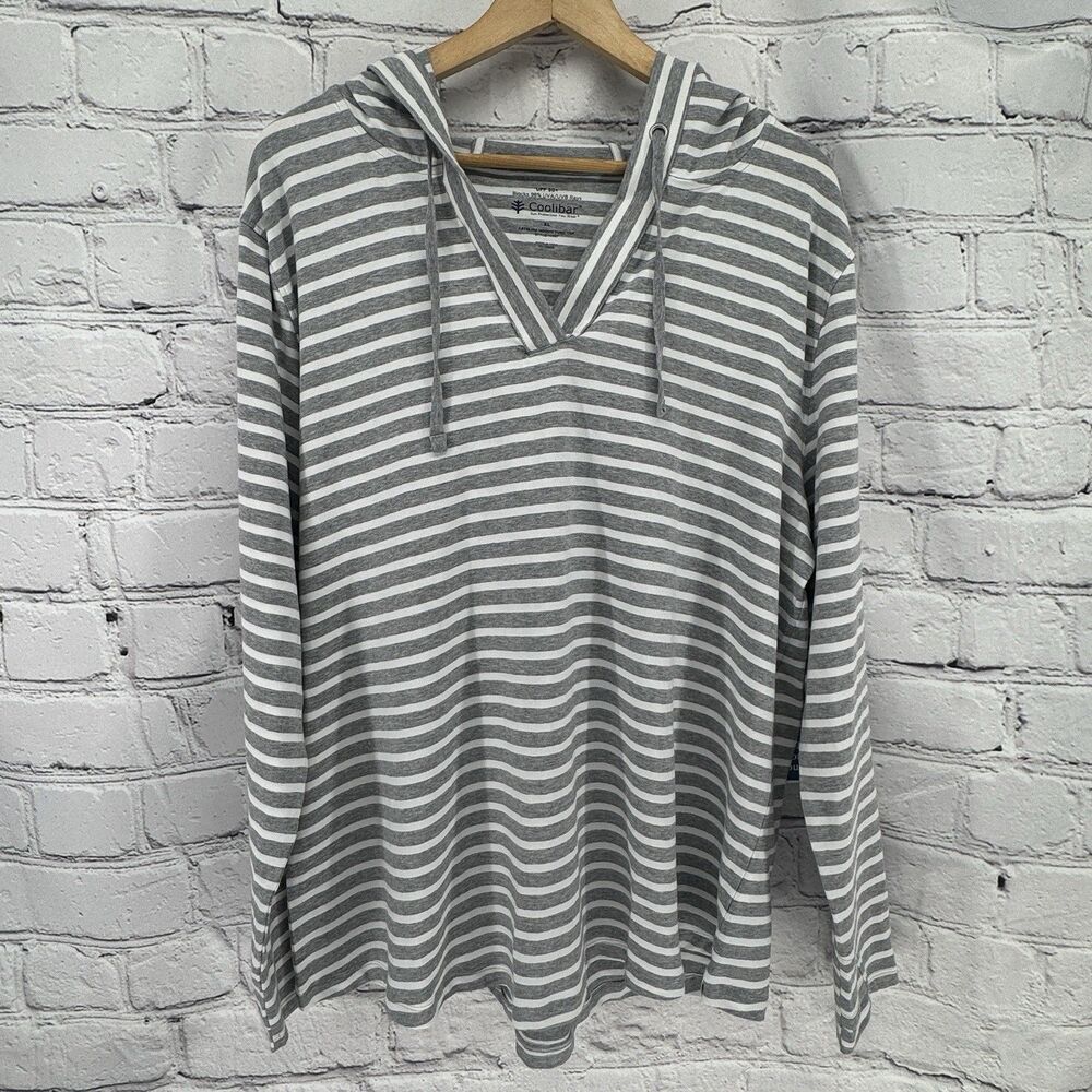 NWT Coolibar Catalina Hoodie Tunic Women XL Gray UPF 50+ Pullover Thumb Holes